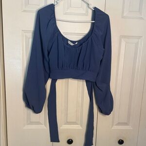 Altar'd State Blue Puff Sleeve Blouse